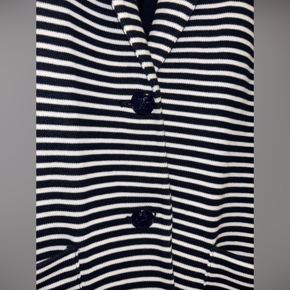 Lauren Ralph Lauren Blue & White Striped Cotton Blend Blazer Medium - Picture 5 of 10